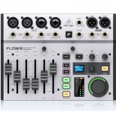 陕西百灵达 Behringer Flow-8 数字调音台 数字直播调音台 带效果 蓝牙 数字 直播 录音 声卡调音台