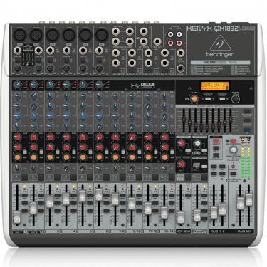 陕西百灵达 Behringer QX1832USB 模拟调音台 USB声卡调音台 直播K歌调音台